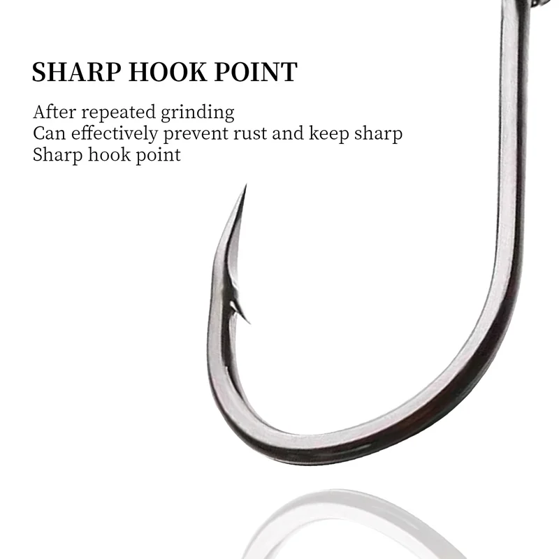 ZYZ 20 ~ 85 unids/bolsa gancho Chinu negro 0,8 # -14 #   Anzuelos de pesca de agua dulce y salada con punta de gancho de diente triangular con púas afiladas - imagen 4