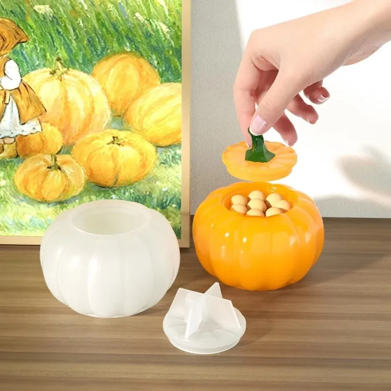 Tarro hecho a mano de silicona para cebos forma calabaza reutilizable