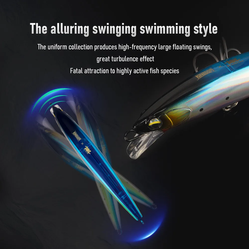 Señuelo de pesca KINGDOM, pececillo que se hunde, 38g, 140mm, cebos de pesca de fundición larga para agua salada, Seabait duro artificial para lubina oceánica - imagen 5