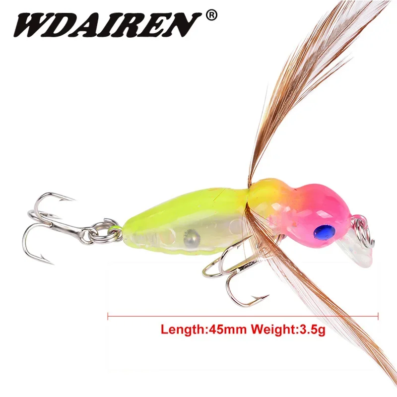 Señuelo de Pesca de abeja con plumas, 4,5 cm, 3,5g, Crankbait, Pesca de agua dulce, Isca, cebo Artificial para insectos, aparejos de Pesca Wobbler, 1 ud. - imagen 3
