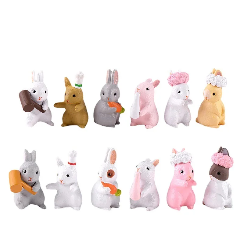 Mini figuras de conejos para decoración de jardín y escritorio - imagen 5