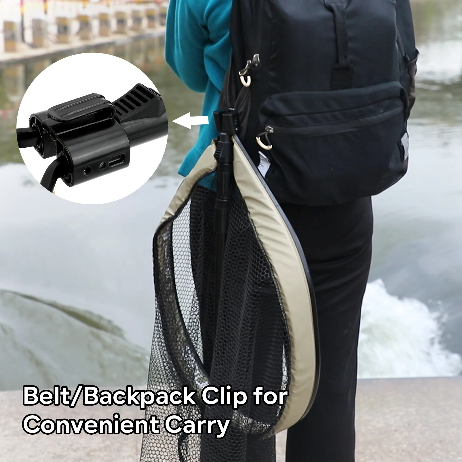 SANLIKE-red de pesca plegable, tubo de carbono telescópico retráctil, longitud de 2M - imagen 4