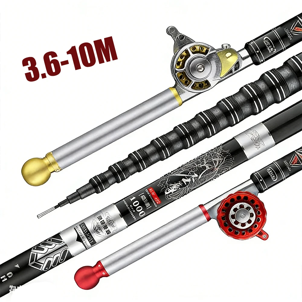 Set caña y carrete de carbono multiposición ultraligero para río - imagen 3