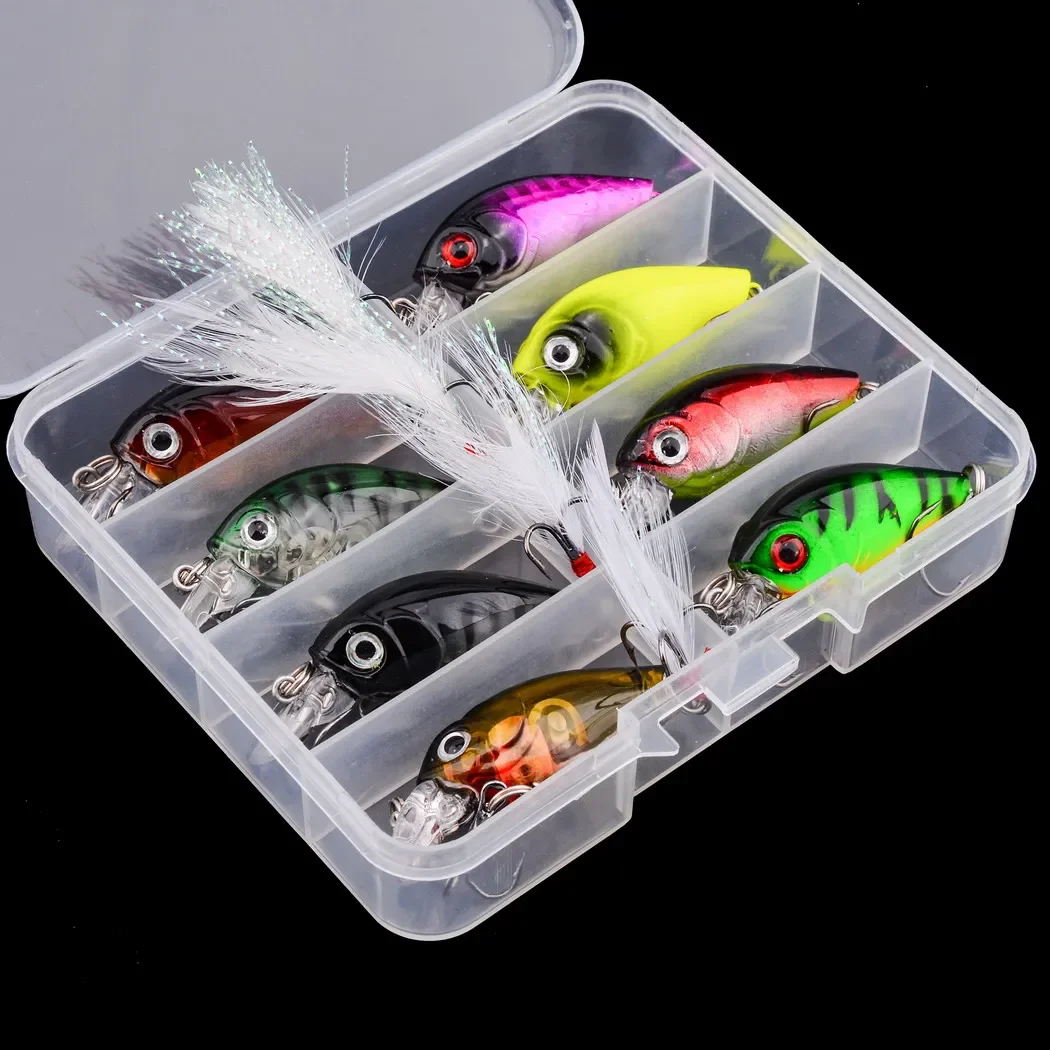 8 Uds cebo de manivela Minnow juego de señuelos de pesca cebo Artificial flotante cebo de pesca Topwater - imagen 2