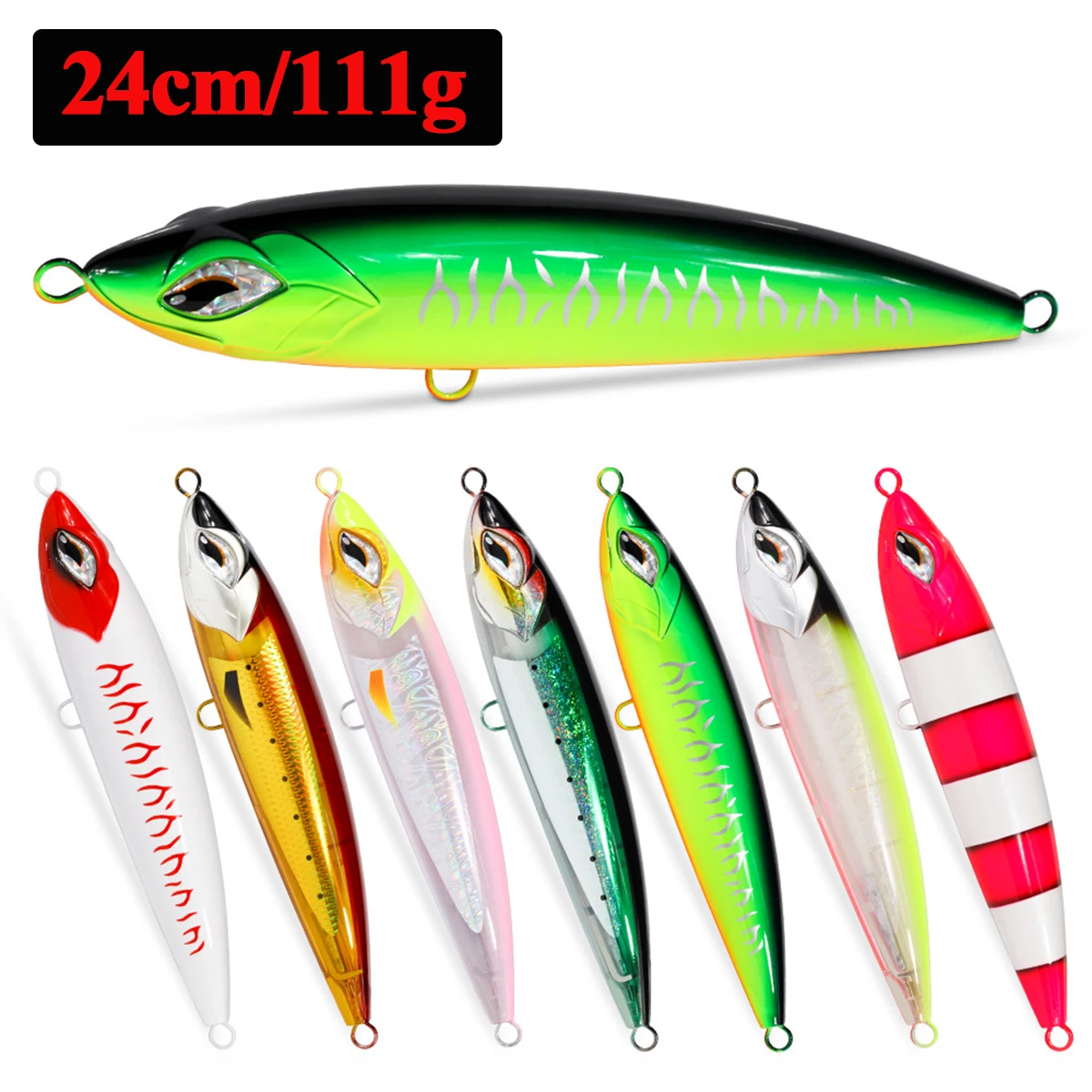 24cm 110g Popper Stickbait anzuelo de agua salada gran Swimbait atún Wahoo Pesca Wobbler de fundición larga Mahi Marlin Wahoo aparejos de Pesca de mar - imagen 2