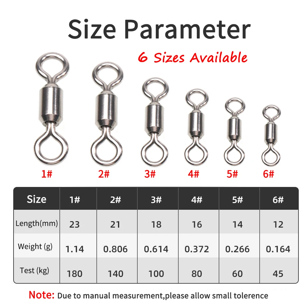 Lionriver-gancho de pesca giratorio de acero inoxidable de alta resistencia, 30 piezas, 1 # - 6 #, para agua salada - imagen 2