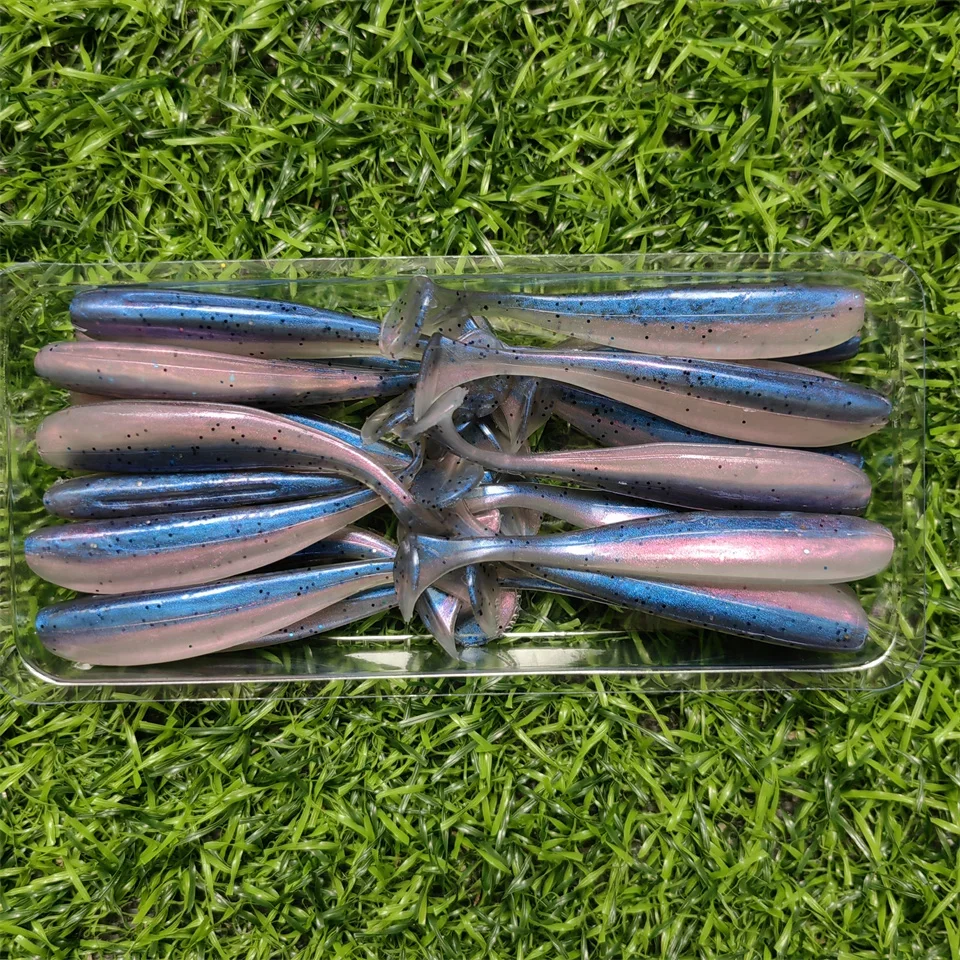 SWOLFY-Señuelos de Pesca de cola en T, 20 piezas de 5cm/5,5 cm/6cm/6,5 cm/7cm, suave, Artificial, aparejos de cebo, Jerkbaits, Lucio