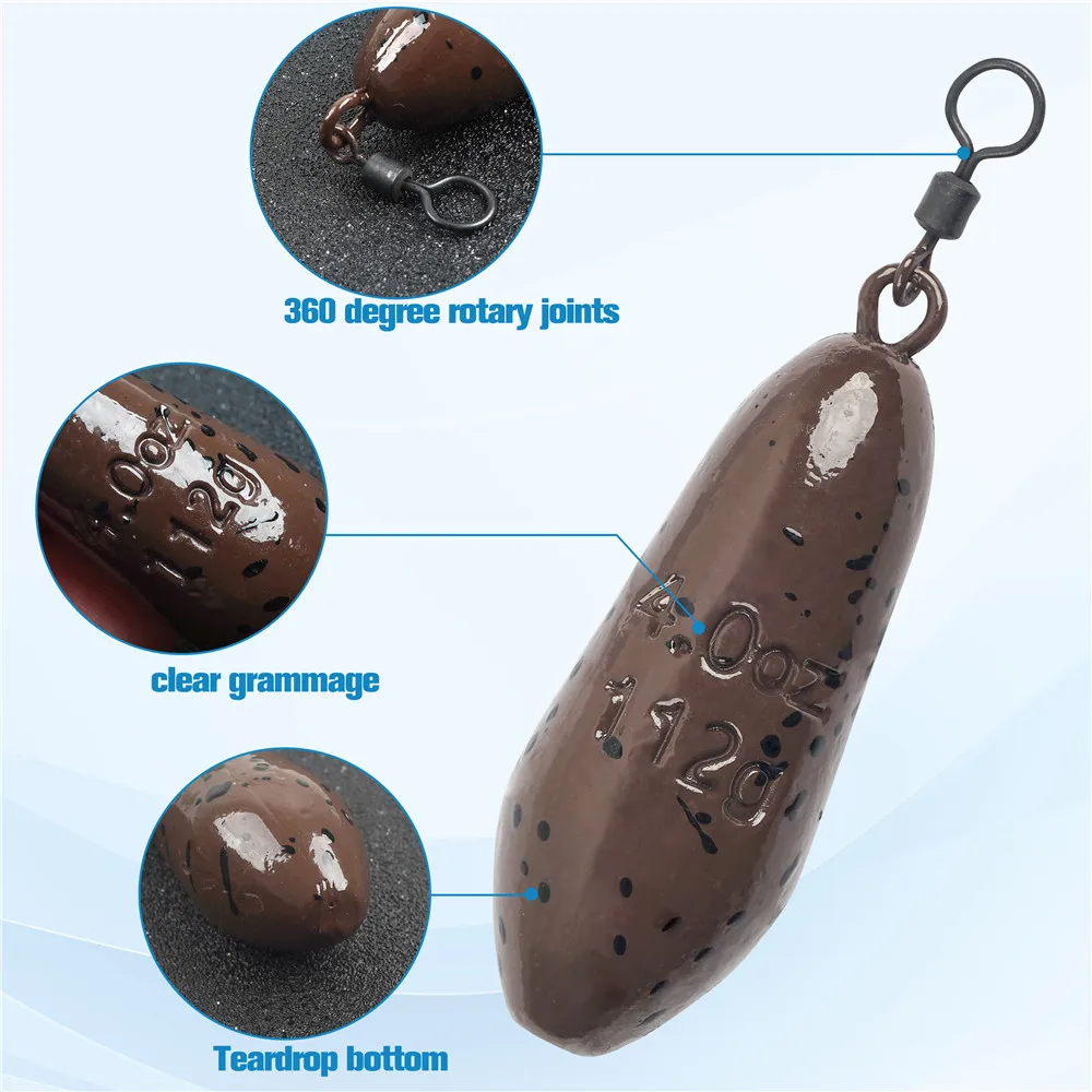 2,5 OZ 3OZ 4OZ pesas de tiro de caída peso de pesca de carpa plomo para plataformas de carpa pesas de pesca al gato Surf aparejos de pesca de curricán - imagen 3