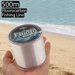 Línea de pesca con revestimiento de fluorocarbono de 500M, línea líder de monofilamento de fibra de carbono de fluoro de 4,13LB-34,32LB, línea de hundimiento para pesca de carpa