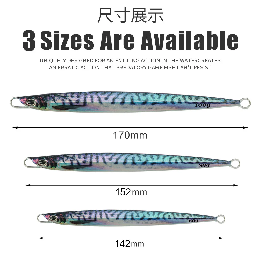 JIGGINGPRO 60g 80g 100g Impresión 3D Jig de velocidad señuelo de Jigging de Metal cebo de pesca señuelo de pesca de agua salada - imagen 2