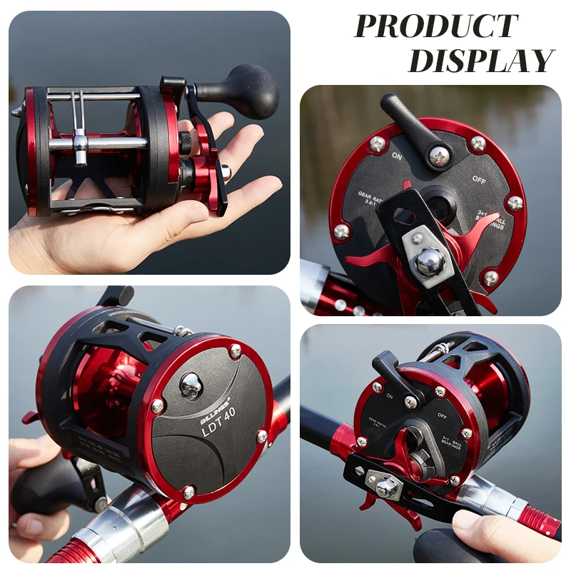 BILLINGS carrete de pesca de tambor de curricán 3 + 1bb carretes de pesca de agua salada de mar mano izquierda/derecha carrete de Baitcasting redondo de Surf costero - imagen 5
