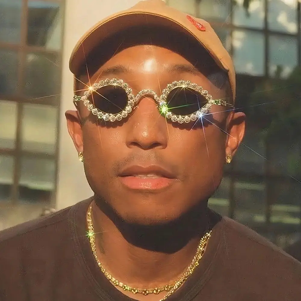 Gafas de sol con diamantes de imitación de ojo de gato, lentes de sol con marco de Metal, UV400, Y2K, para fiesta - imagen 3