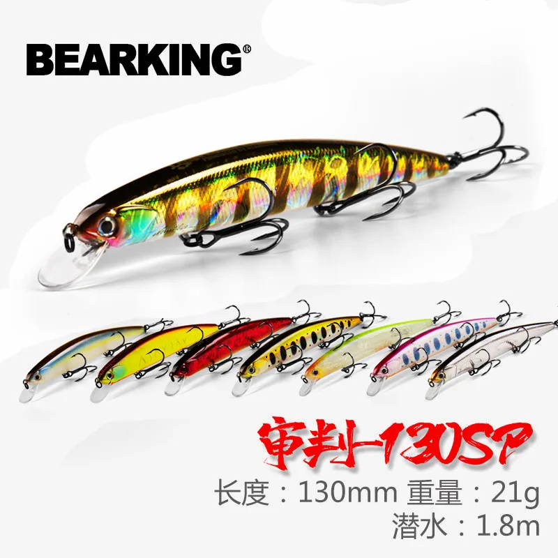D130 BEARKING para Señuelos de Pesca Artificial Minnow calidad Wobblers cebos 13cm 21g suspensión modelo caliente Crankbaits Popper