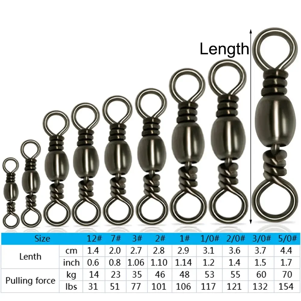 50 Uds. Conector rodante de rodamiento de acero inoxidable, barril giratorio, aparejos de señuelo, herramienta de conexión, accesorios de Pesca - imagen 2