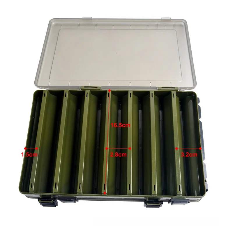 Caja de señuelos de pesca multifuncional, de un solo contenedor de accesorios de pesca/doble lado, B518 - imagen 3