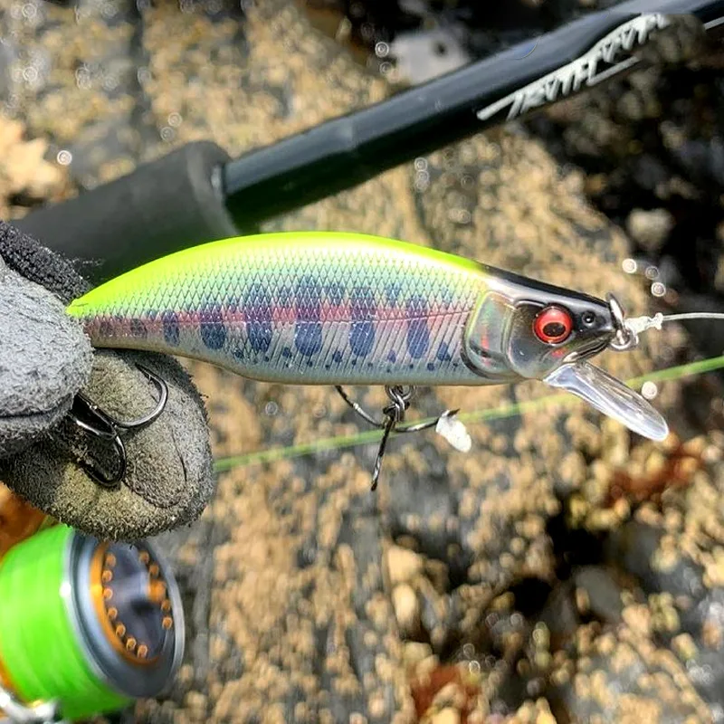 Mini Señuelos de pesca Wobblers de pececillo hundido, 64mm, 7,6g, trucha, cebo duro de plástico Artificial, Jerkbait, Crankbait, aparejos de pesca de lubina - imagen 3