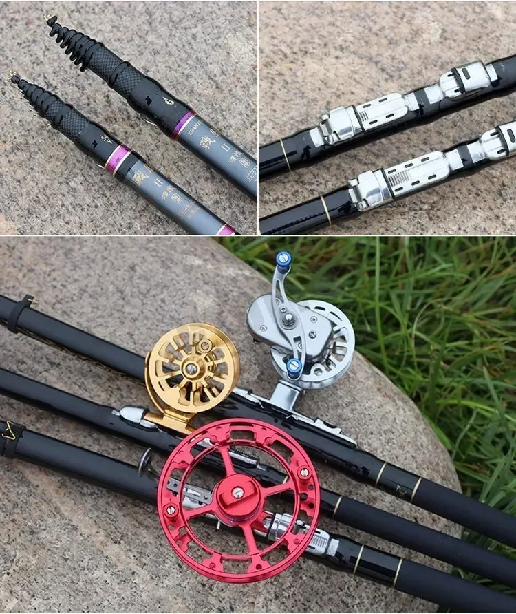 Caña de pescar de posicionamiento ajustable de 3,6 M-10M, caña de pescar telescópica portátil de carbono, caña de pescar dura ultraligera - imagen 4