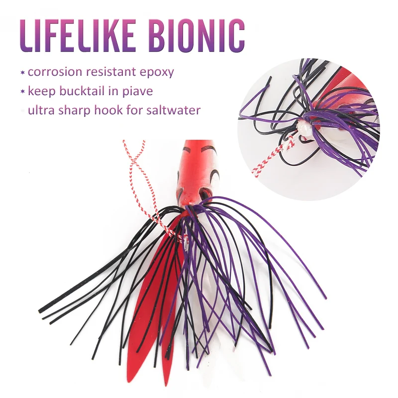 Señuelo de cabeza de plantilla lenta de Metal con faldas de silicona, cebos de alambre de pesca de agua salada, microplantilla de goma, señuelo de Grouper pargo, 60g, 80g - imagen 5