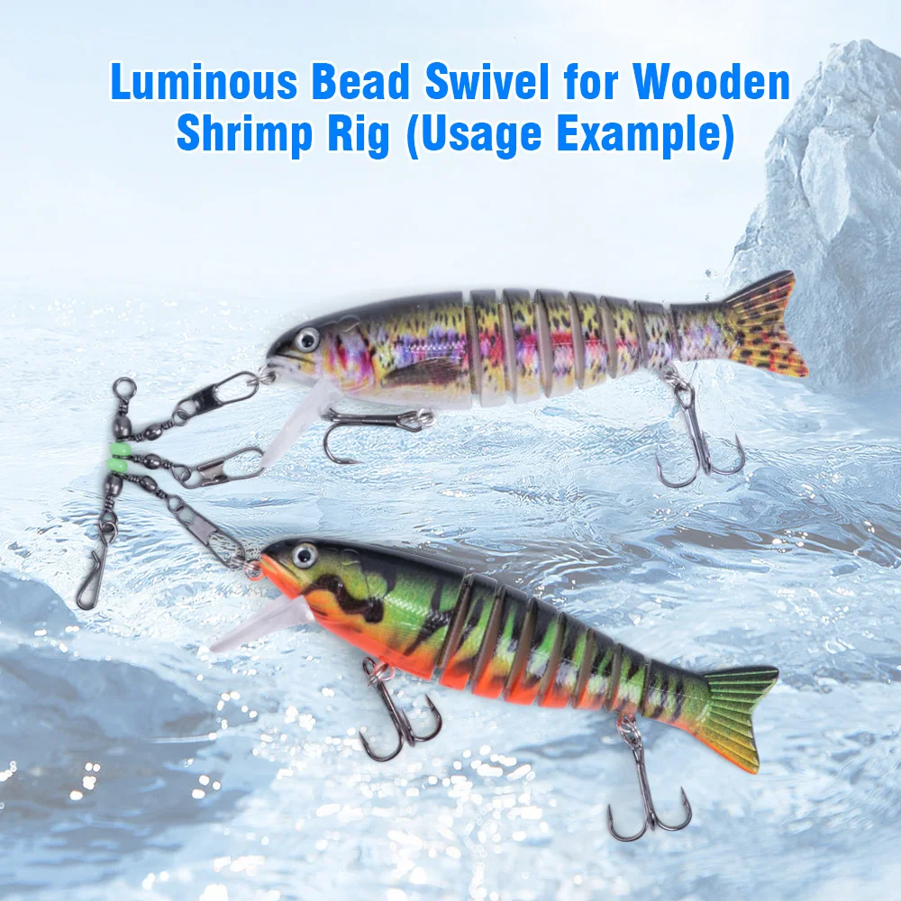 Goture 1/caja de giratorios de pesca con forma de calabaza, giratorios de pesca luminosos, rotación de 360 grados, giratorios redondos, accesorios de aparejos de pesca - imagen 4