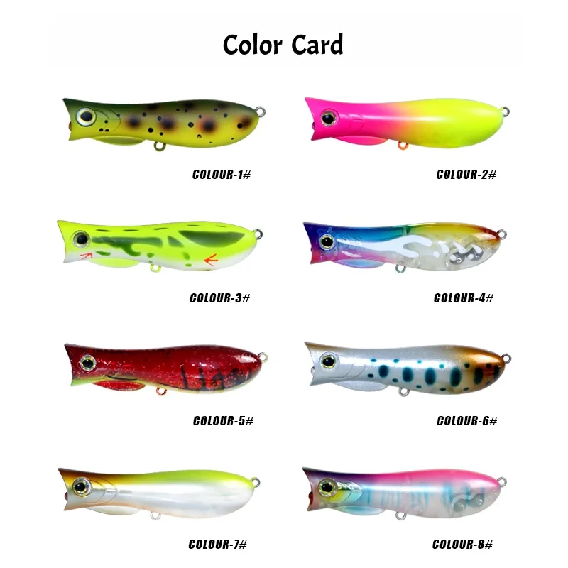 8 Uds 6,5 cm/7,5 cm Señuelos de Pesca Topwater Popper cebo duro Wobblers artificiales aparejos de pesca de plástico