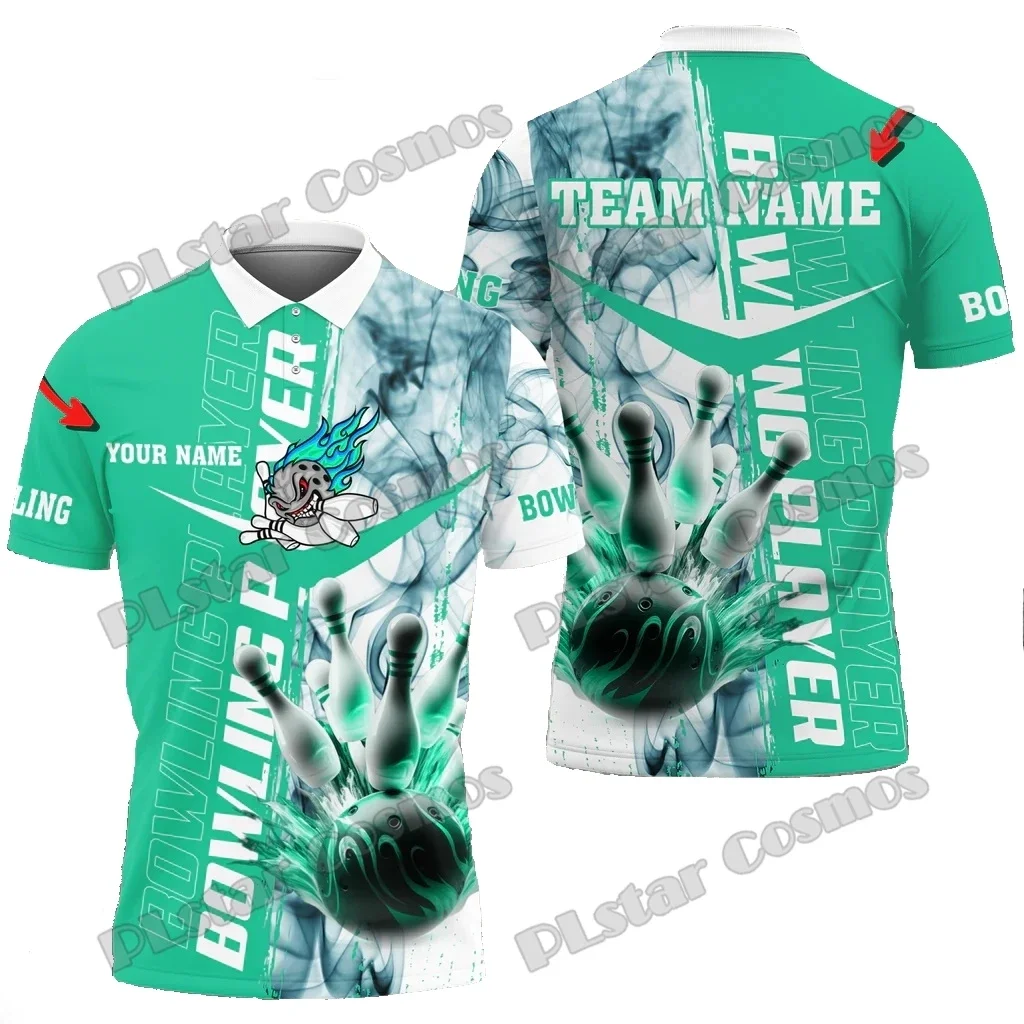 Camisas polo para hombre con estampado 3D de nombre personalizado Multicolor de bolos ahumados y pines, Polo Premium Unisex informal de verano PLP71