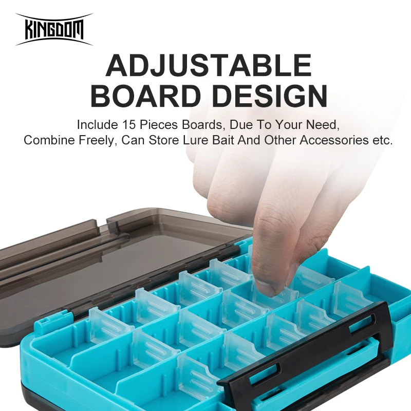Kingdom-caja de aparejos de pesca de doble cara, múltiples compartimentos, accesorios para anzuelos, estuche de almacenamiento, caja de pesca de plástico de alta calidad - imagen 4