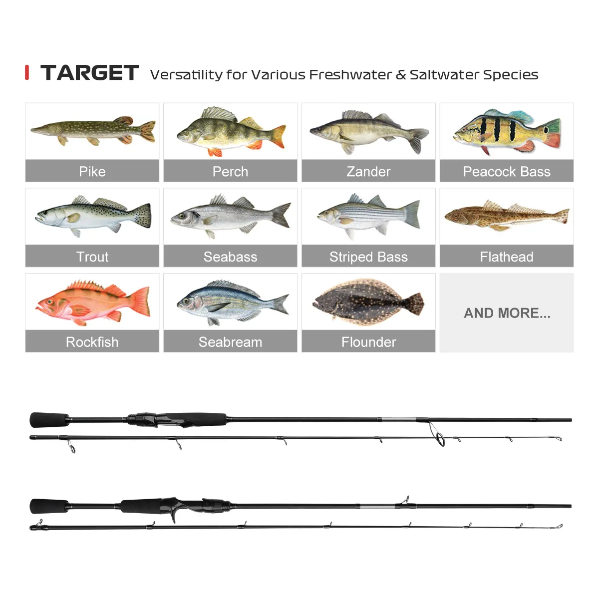 NOEBY NONSUCH-caña de pescar con señuelo ML M MH, 1,83 m, 1,98 m, 2,13 m, caña de lanzamiento giratoria, guía Fuji, caña de pescar multiusos para Lucio y trucha - imagen 5