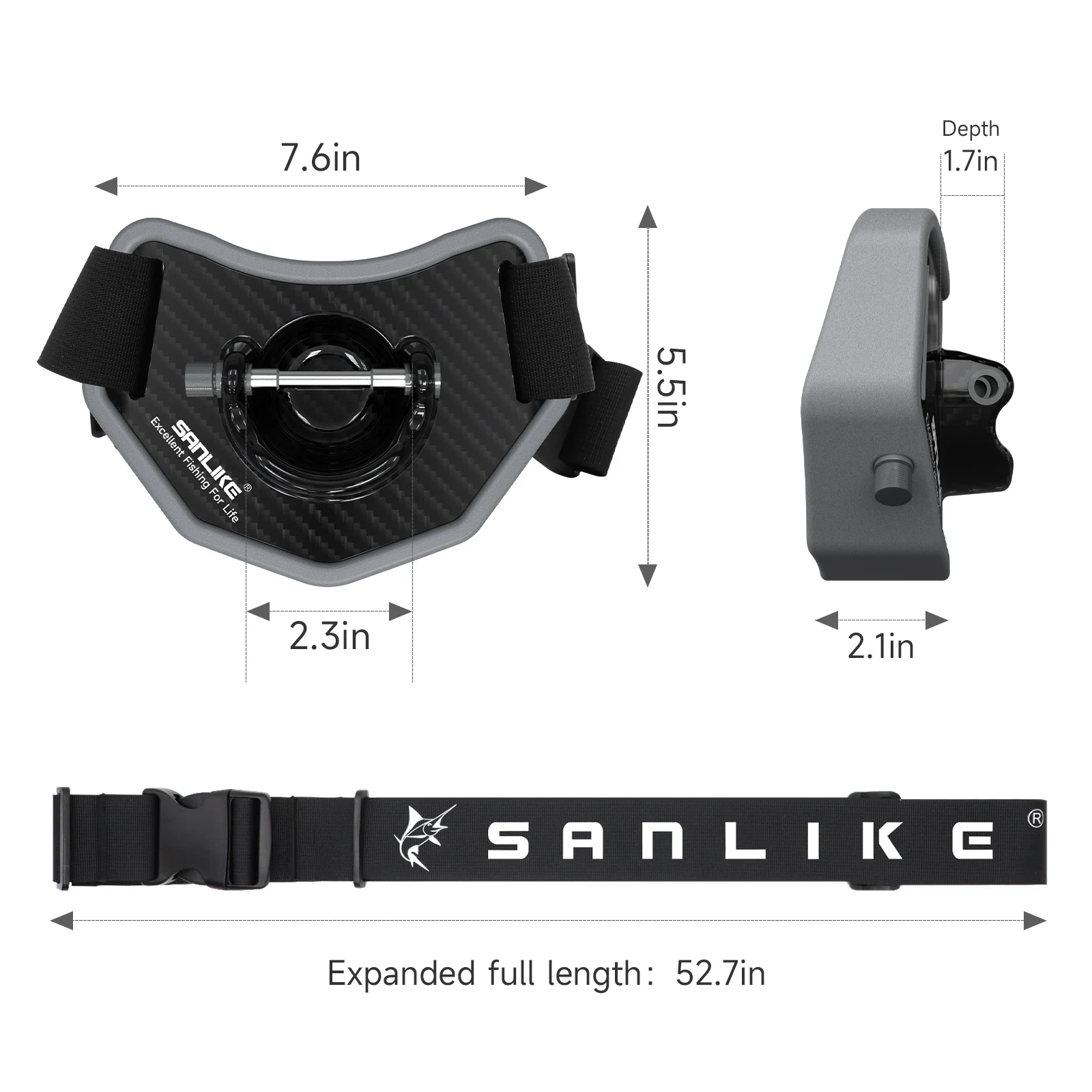 SANLIKE Fishing Fighting Belt Rod Belly Top Carber Fiber Adjustable Protection Waist Fish Pole Holder Fishing Tool Accessories - imagen 4