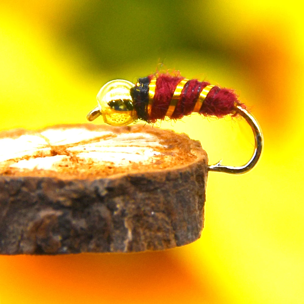 MNFT 10 Uds cabeza de cuentas doradas de latón ninfa mosca larva moscas ala perca cebos señuelos artificiales para trucha 14 # - imagen 4