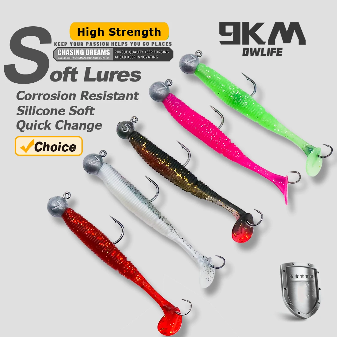 Señuelo Softbait de 5 uds con cabeza de anzuelo, señuelo de plástico suave con cola de paleta de 3 ~ 10g
