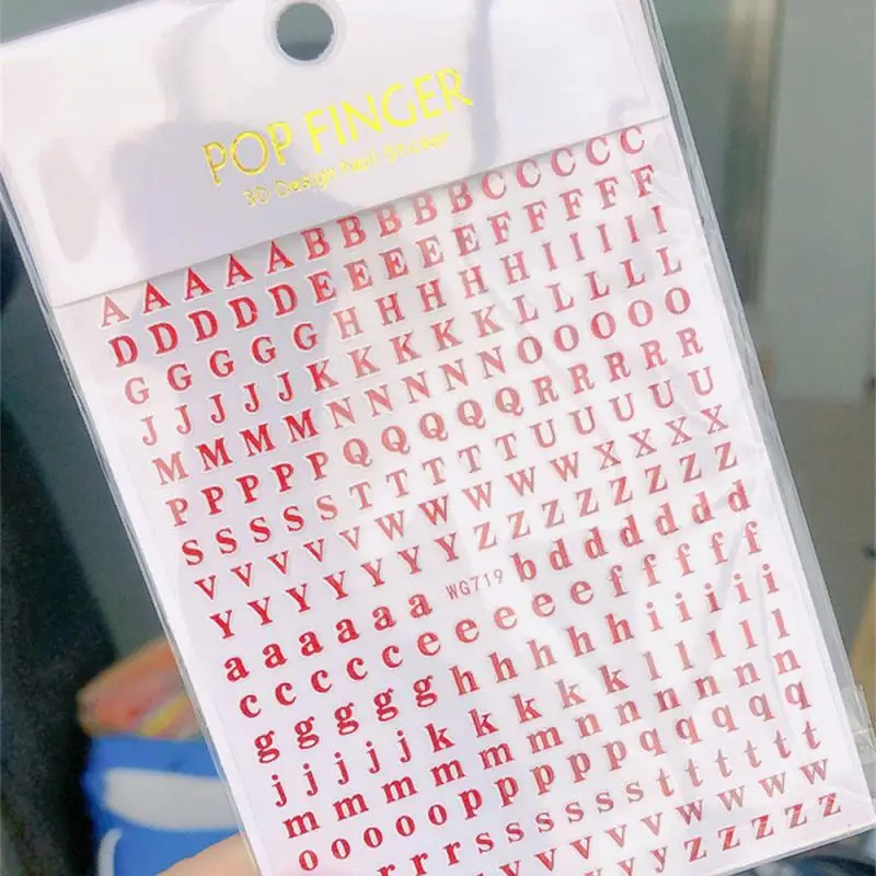 Pegatinas con pegamento trasero para uñas, pegatinas con letras del alfabeto, texto y números, 1/2 piezas - imagen 3