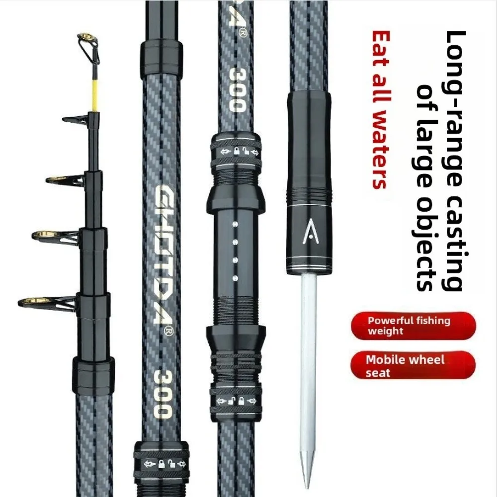 Caña de pescar telescópica súper dura, caña giratoria de fibra de vidrio para carpa, 2,1 m-4,5 m, caña de pescar de largo alcance, proyección de largo alcance - imagen 3