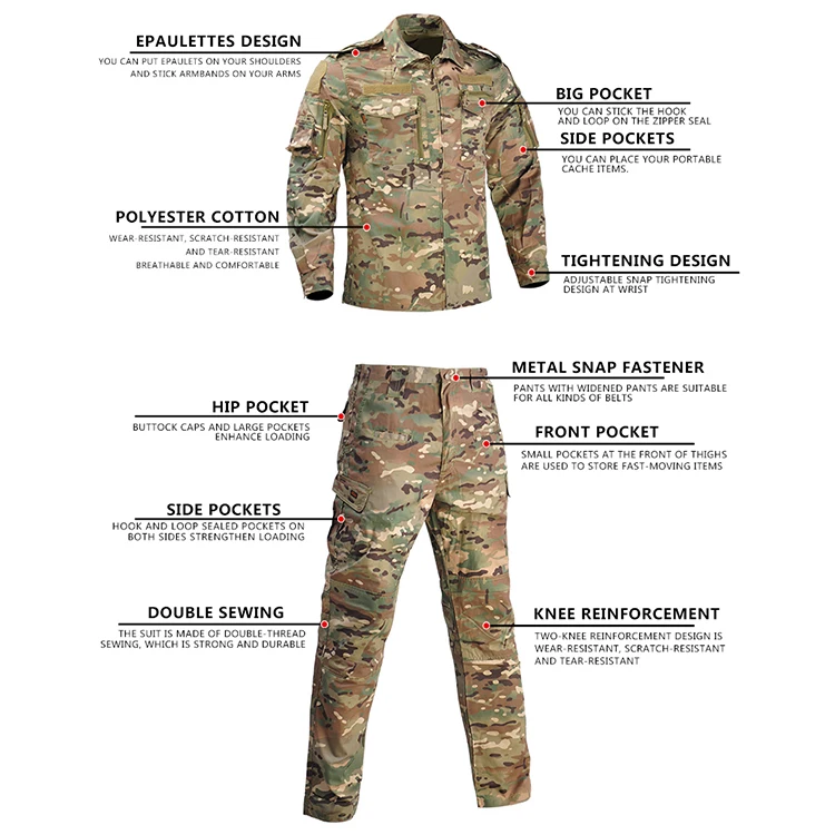 Traje de camuflaje para hombre, ropa táctica de combate del Ejército, uniformes militares Airsoft, traje de caza Multicam, trajes de verano, ropa de caza - imagen 3