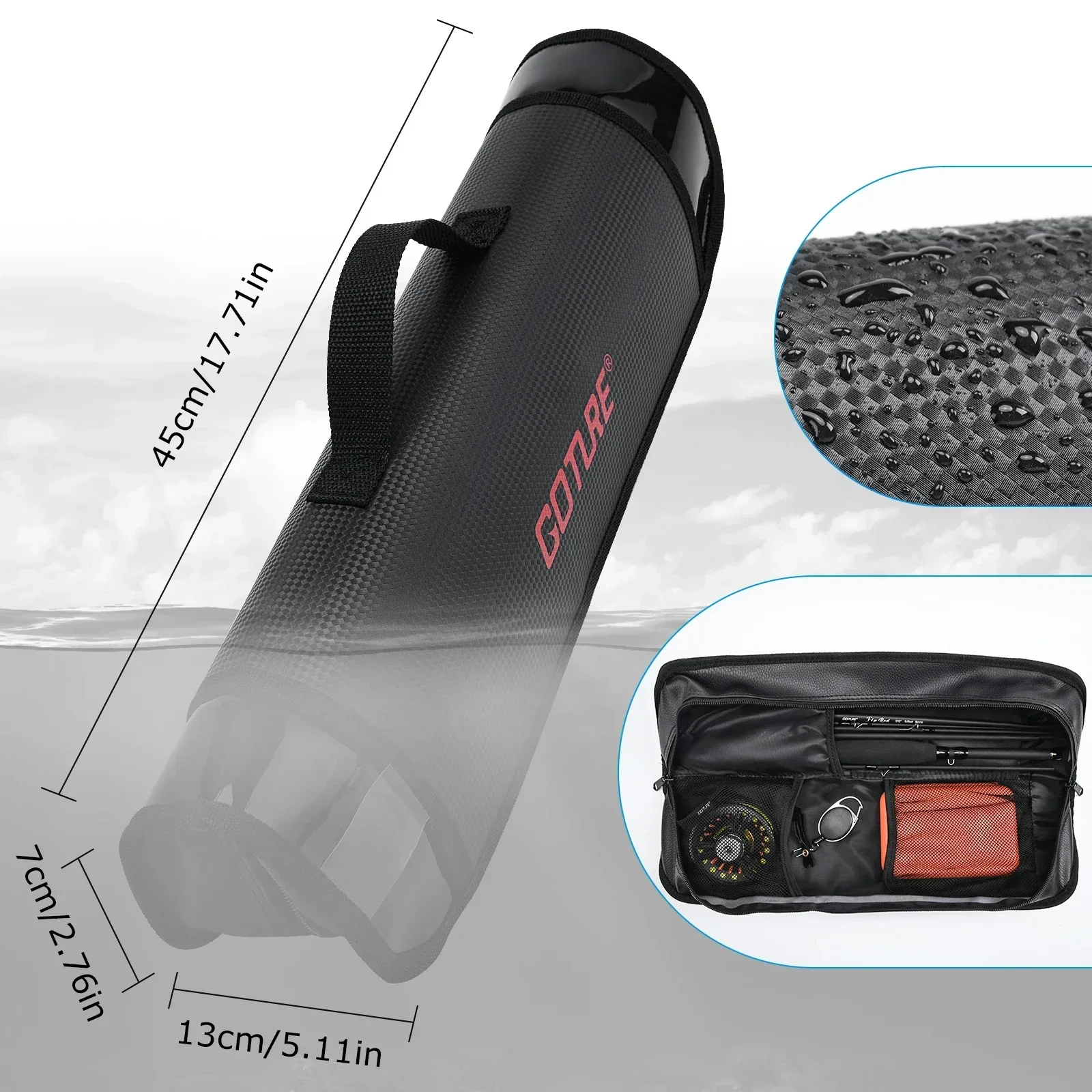 Goture Combo pesca a mosca – Caña carbono, carrete y tubo PVC - imagen 4