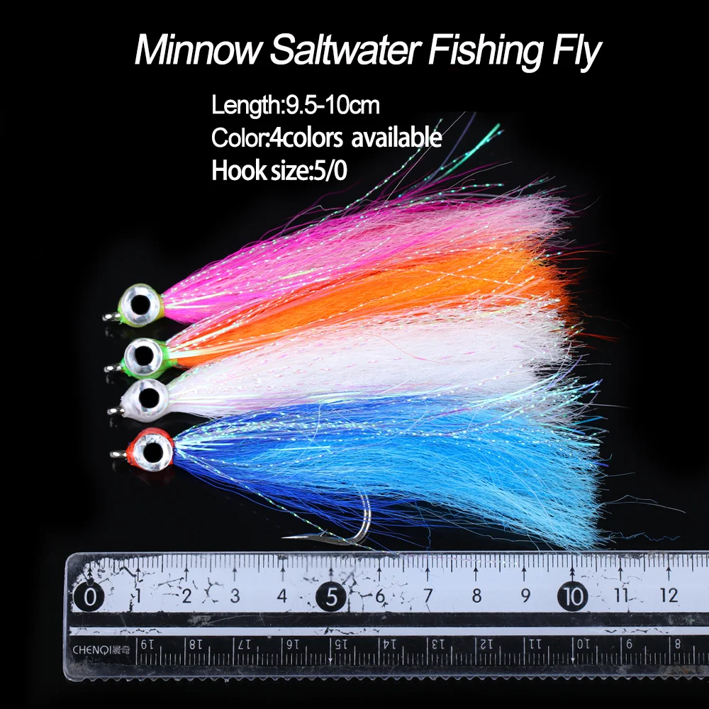 LIONRIVER-señuelo de Pesca para agua salada, Streamer Fly Flash, oropel, fibras sintéticas, pececillo, pez hueso, lubina, trucha, Steelhead - imagen 3