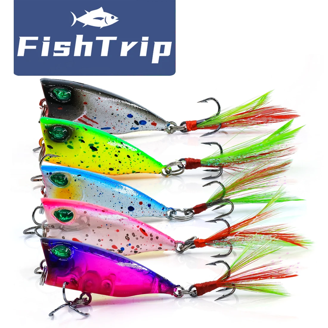 FishTrip-señuelo Popper de pesca, cebo duro para lubina, trucha, lucio del Norte, 4,3 cm/4g