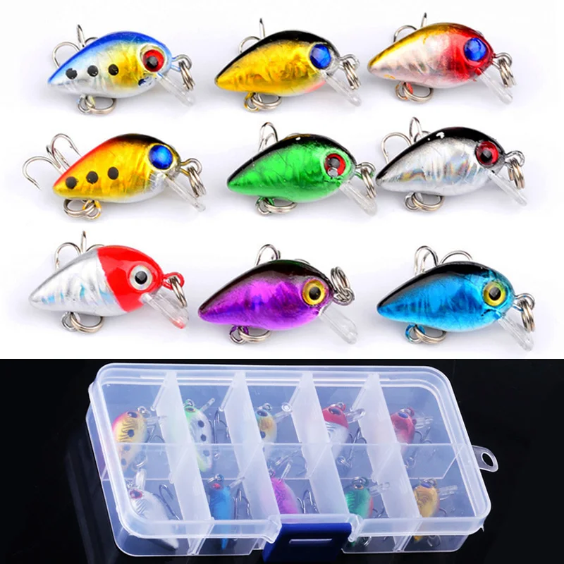 Mini Señuelos de Pesca Crankbait, cebo duro Artificial que se hunde, 2,6 cm, 1,6g, Swimbait Wobblers, juego de Señuelos de Pesca de carpa, 10 unidades por lote