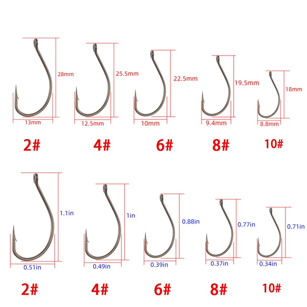 Hirisi 50 Uds. Anzuelos de púas recubiertos de acero rico en carbono, anzuelos de pesca de carpa, paquete de accesorios de aparejos 8015 - imagen 2