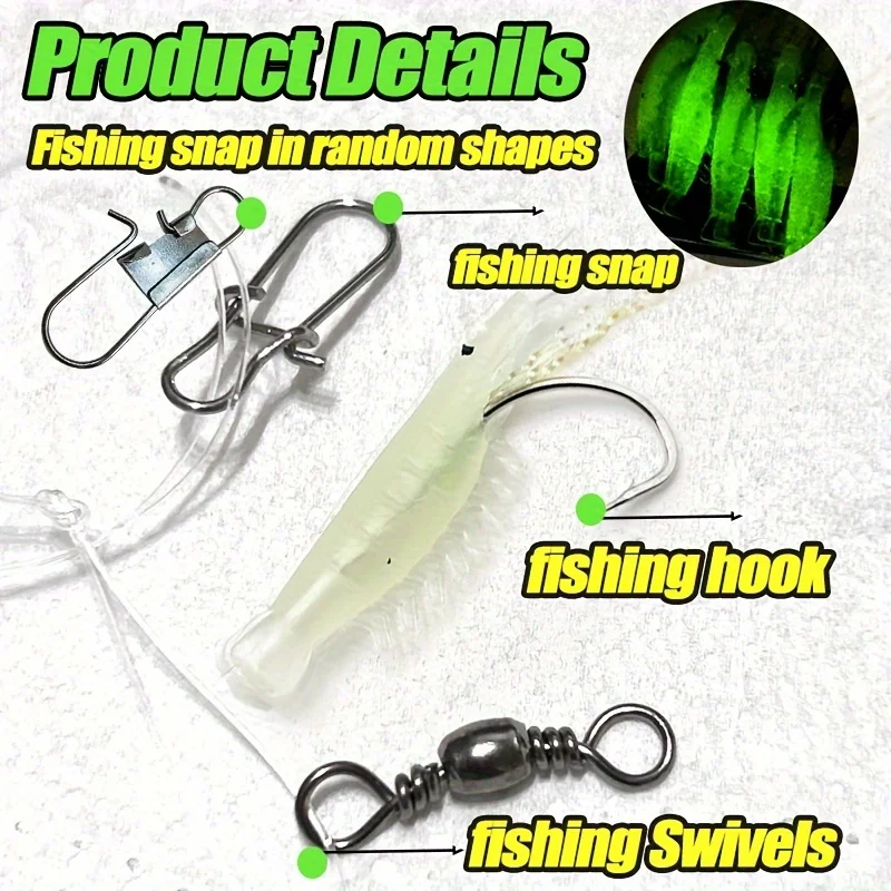 5-Unidad TAKBAS SABIKI RIG Cebos de pesca, Cebos de camarón luminosos, Ganchos de alto carbono, para agua dulce/salada, Tamaños variados, Ideal para lubina, perca, muskellunge, trucha, caballa, arenque, salmón, pargo - imagen 5