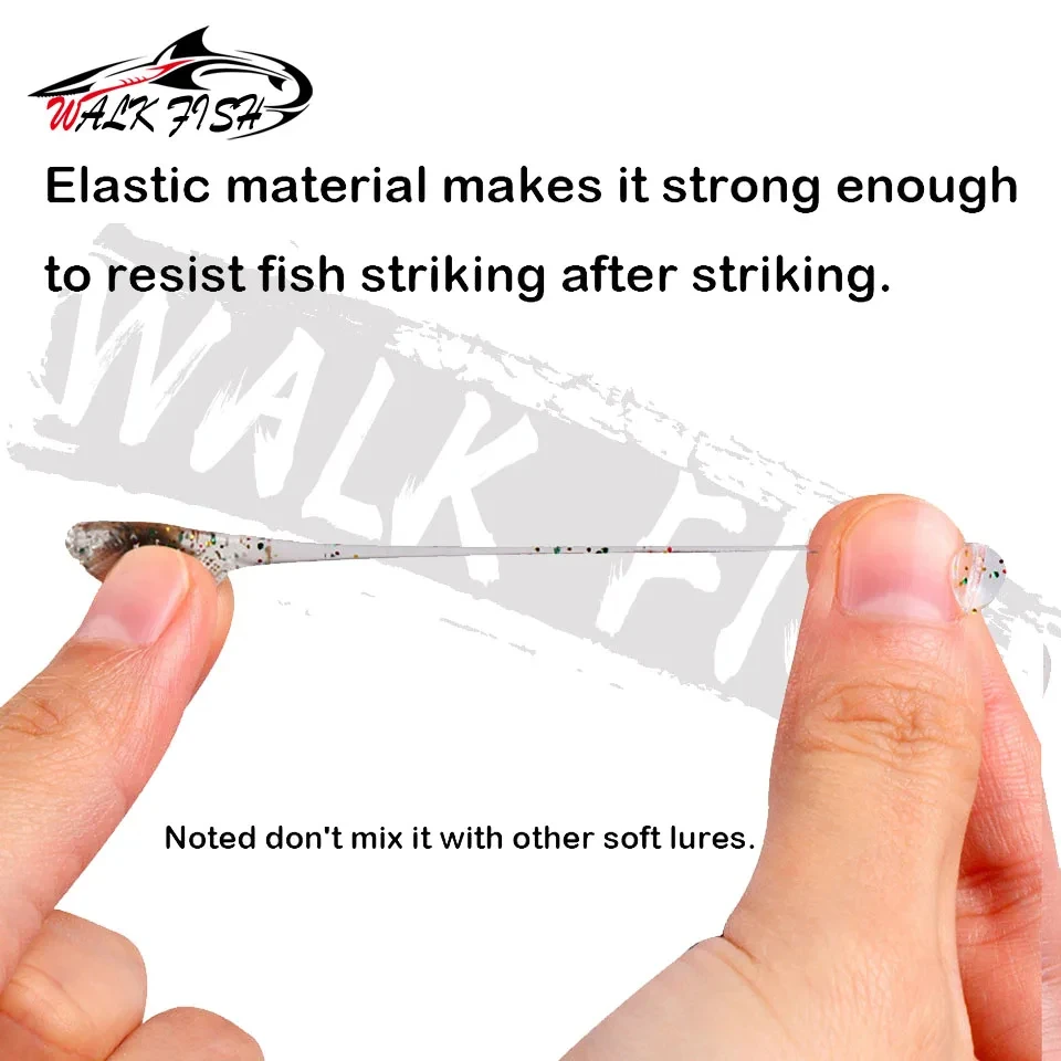 WALK FISH-SEÑUELOS DE gusano suave para pesca, cebo de silicona de 5cm y 0,8g, 12 piezas, TPE, Swimbait, gusanos, Jigging, trucha, Wobblers - imagen 2