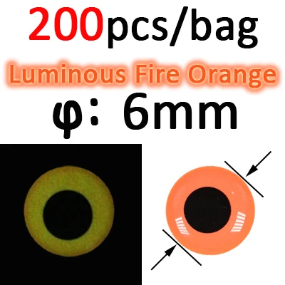 200pcs 6mmFireOrange