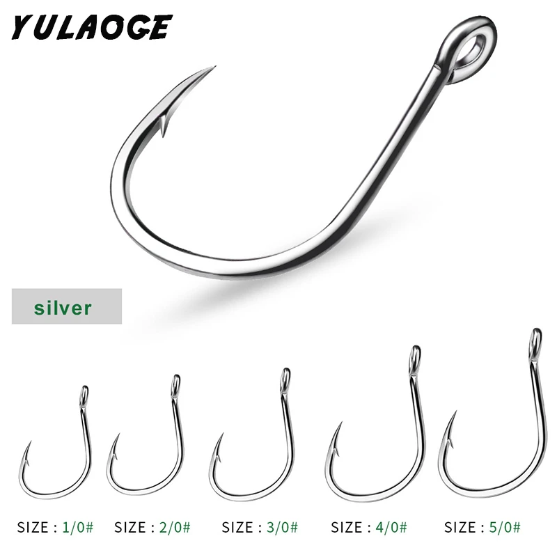 Anzuelo de pesca de mar con agujero, gancho de balanceo lento, con púas, gancho individual de acero de alto carbono, adecuado para pesca en el mar, 10 piezas - imagen 3