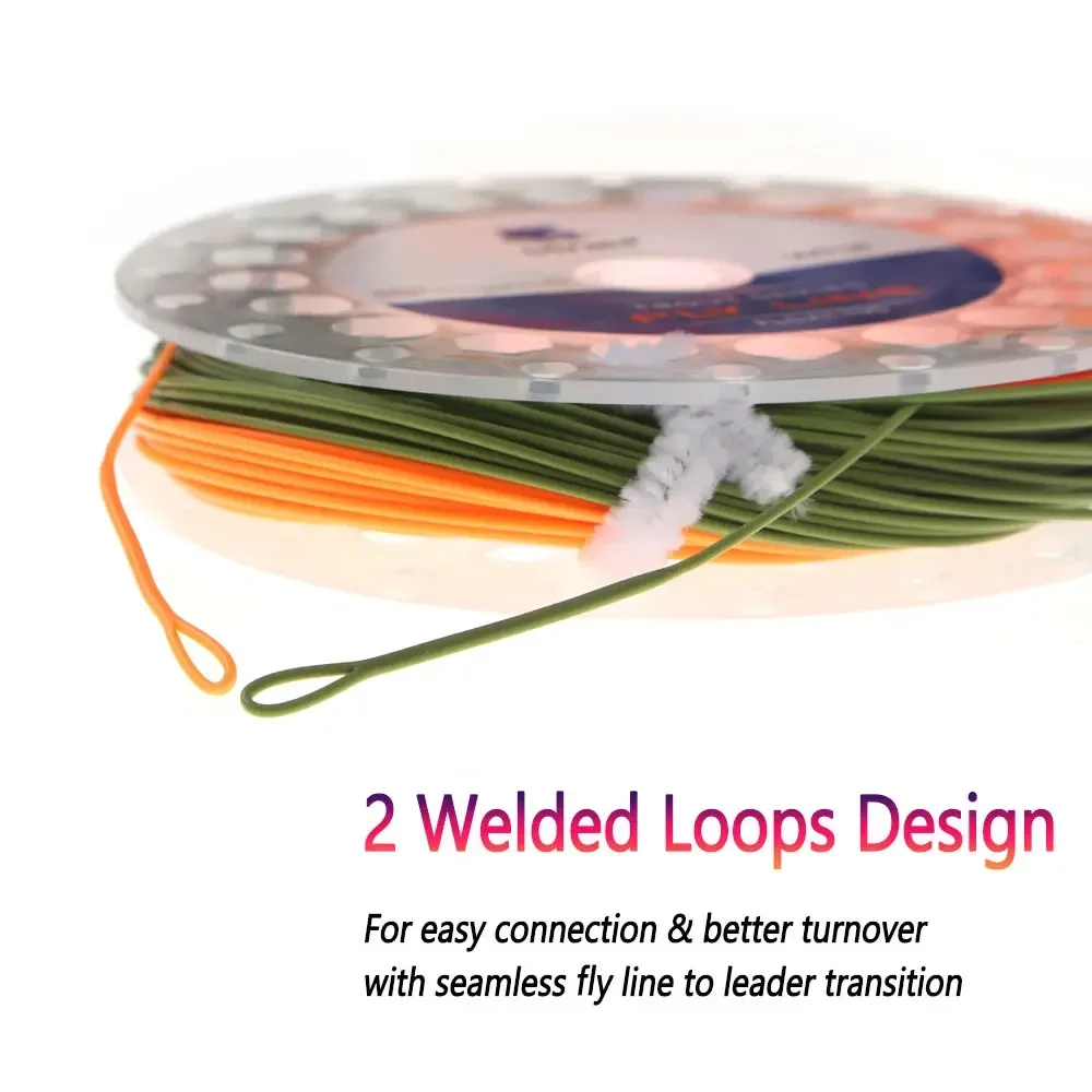 Bimoo, 1 unidad, WF1F-WF9F, línea de pesca con mosca flotante de peso hacia adelante con 2 bucles soldados, 80 pies ~ 100 pies, línea de mosca, pesca con mosca de trucha, naranja/mú - imagen 3