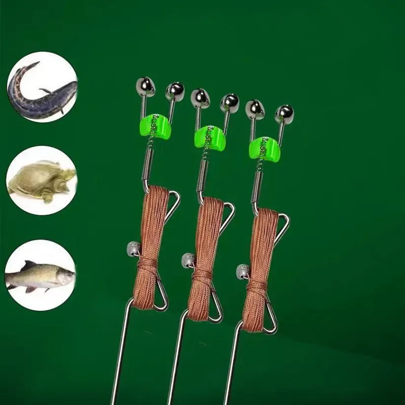 Anzuelo de pesca automático, artefacto integrado de acero inoxidable grueso, desenganche, línea de mano, inserción de suelo, hierba, carpa - imagen 4