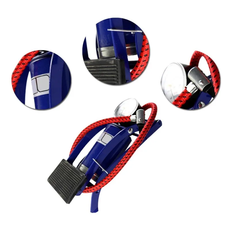 Tragbare Mini Fahrrad Bike Fuß Luftpumpe mit reifen manometer Hohe-Druck Stahl Keine-Slip Pumpe Für auto Fahrrad MTB Reifen - imagen 5