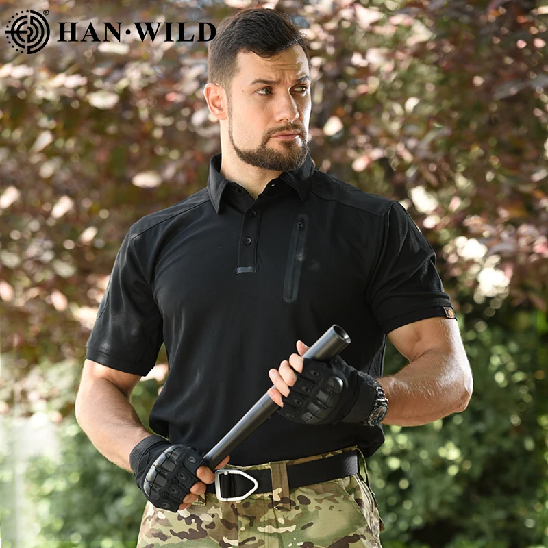 HAN WILD-Polo de manga corta para hombre, ropa deportiva, camiseta de tenis de Golf, camiseta táctica de camuflaje, camisetas de secado rápido - imagen 5
