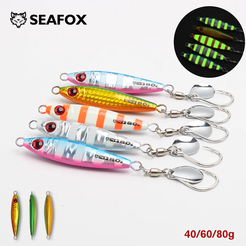 Seafox Slow Pitch Jig Metálico Luminiscente Ojos 3D - imagen 3