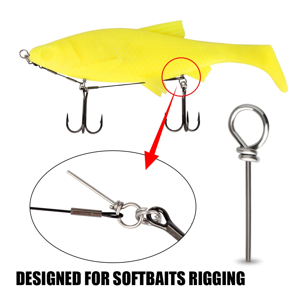 Spinpoler 100 Uds. Pasadores de conexión de punta de Pesca aguja suave Swimbait alambre de acero 25mm Pin doblado accesorios de bloqueo fijo herramientas Pesca - imagen 5
