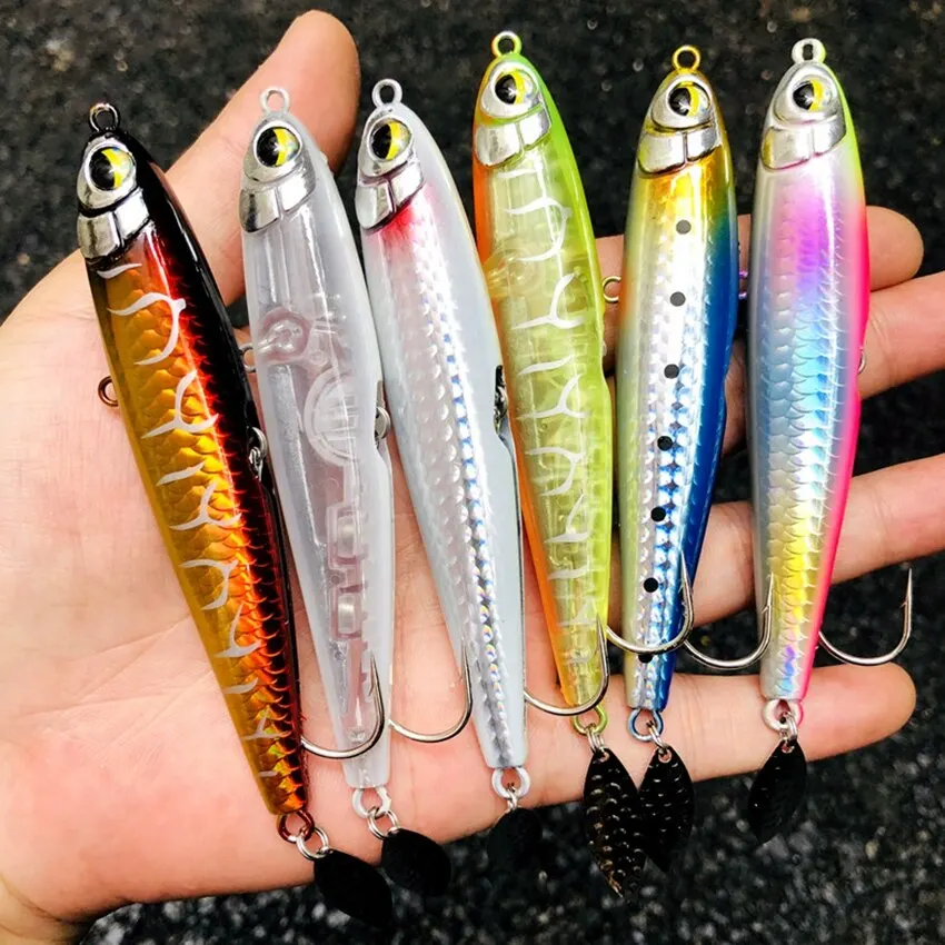 Señuelo de pesca de lápiz que se hunde, 100mm, 30g, con manivela giratoria, Wobbler, Stickbait, Minnow, cebo duro para Lucio - imagen 5