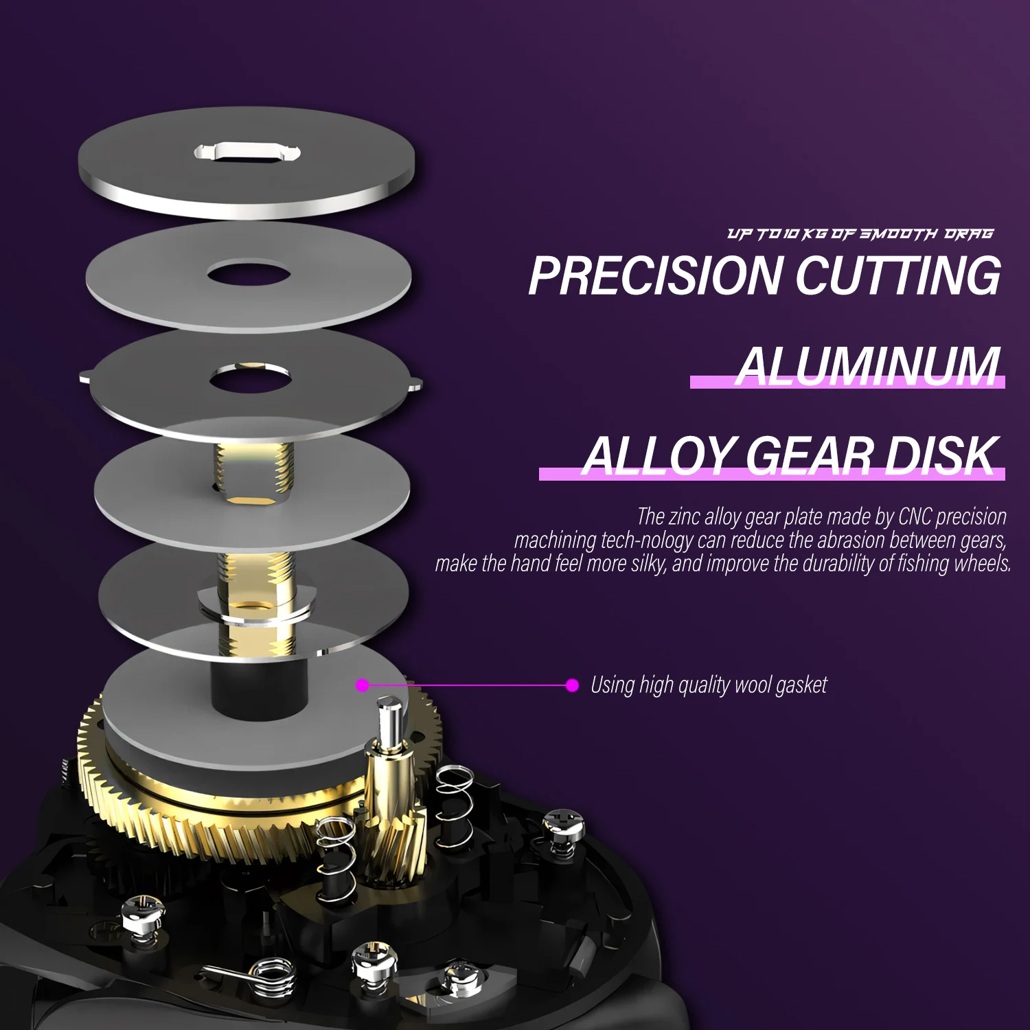 Sougayilang-carrete de Baitcasting 7,2: 1, relación de engranaje de alta velocidad, arrastre máximo de 10kg, carrete de fundición con carrete de aluminio para pesca de lubina y Lucio - imagen 3